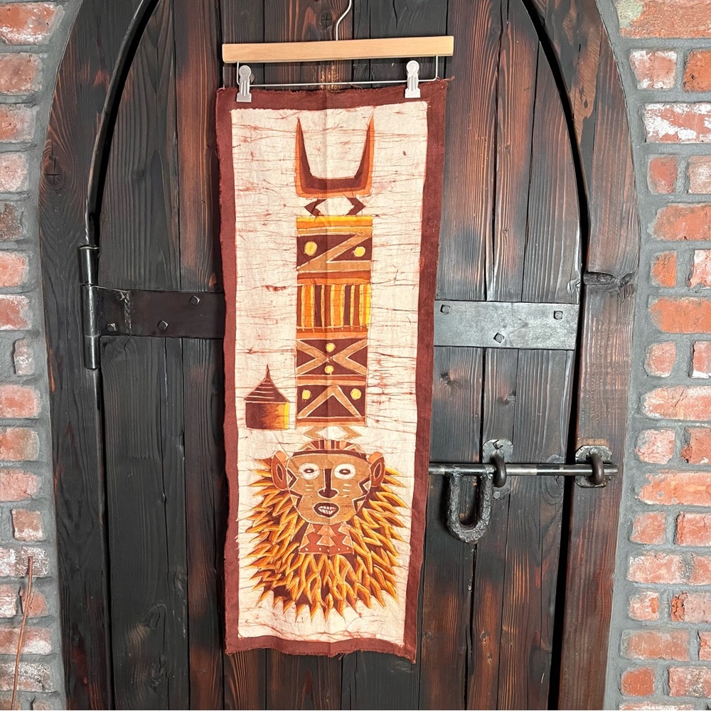 African Tribal Wall Hanging with Brown and Tan Accents